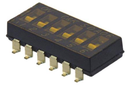 SDA06H0SB C & K 6 Way Surface Mount DIP Switch SPST, Flush Actuator
