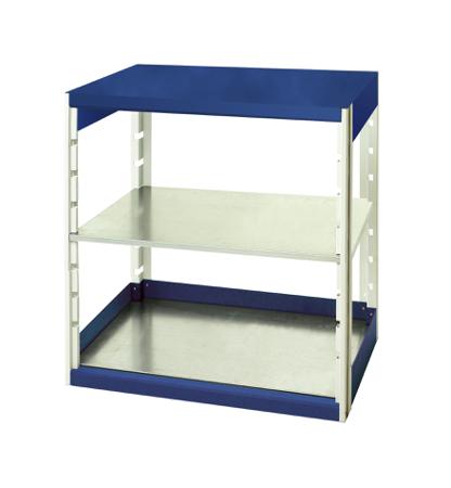 46001001-11V Bott Blue 2 Shelf Sheet Steel Storage Rack System Shelving System Upright Frames, 1000mm x 800mm, 525mm