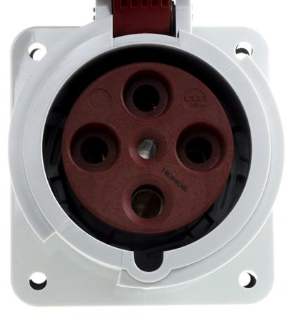 1124A Mennekes SoftCONTACT Series, IP67 Red Panel Mount 4P Industrial Power Socket, Rated At 63A, 400 V