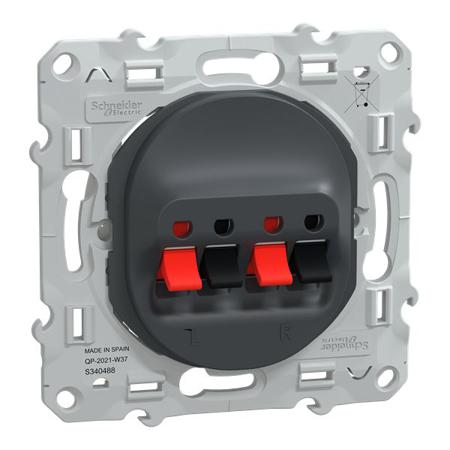 S340488 Schneider Electric  Flush Mount Loudspeaker Connector Socket, 2 WayAnthracite, Screwless Termination