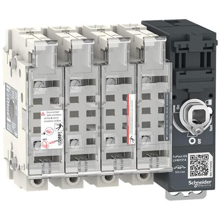 LV481514 Schneider Electric Fuse Switch Disconnector, 4 Pole, 50A Max Current, 100kA Fuse Current