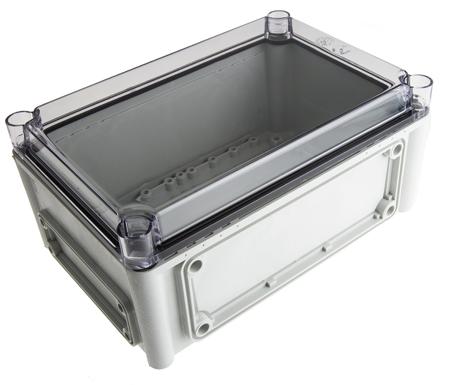 EKJB 130 T ENCLOSURE Fibox EK Series Grey Polycarbonate Enclosure, IP66, IP67, Flanged, Transparent Lid, 280 x 190 x 130mm