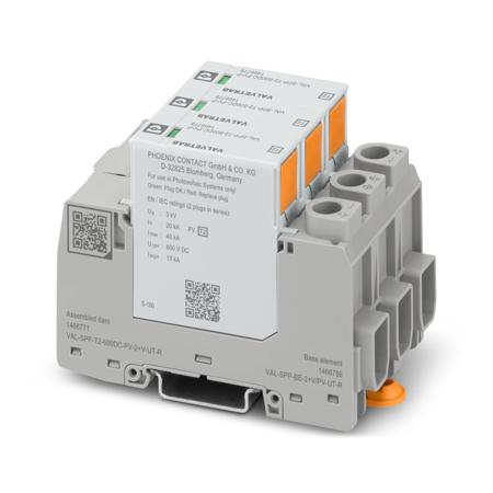 1466771 Phoenix Contact, VAL-SPP Surge Arrester 800 V dc Maximum Voltage Rating 40kA Maximum Surge Current Type 2 Arrester