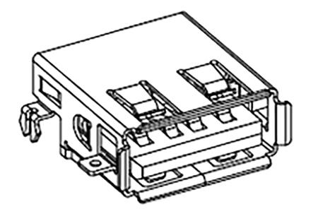 48258-0001 Molex, 48258 Series Number Panel Mount, Version 2.0 Type A USB Connector, Receptacle