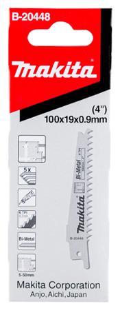 B-20448 Makita 100mm Cutting Length Bimetal, Reciprocating Saw Blade, 6 Teeth Per Inch, Pack of 5