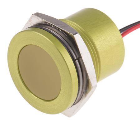 898-7762 RS Pro Yellow LED Indicator, 12 V, 18 mm Lamp Size, 22mm Mounting Hole Size, IP67