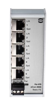 24020050010 HARTING DIN Rail Mount Industrial Ethernet Switch, 5 RJ45 Ports, 10/100Mbit/s Transmission, 24V dc