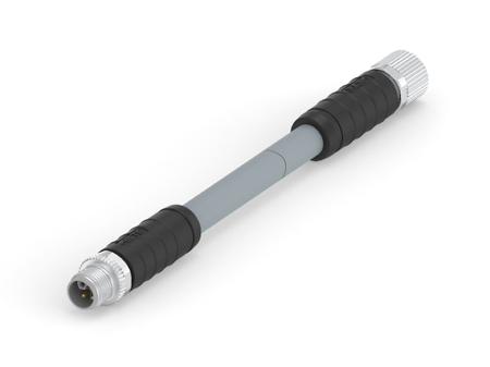 T41525C9L25-003 TE Connectivity M12 L-Code Straight Male M12 to Straight Female M12 Sensor Actuator Cable, Nylon, 1.5m