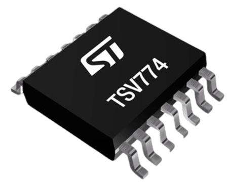 TSV774IPT  STMicroelectronics, Operational Amplifier, 20 MHz, 14-Pin 5.5 V ac TSSOP-14