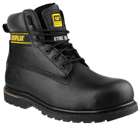 P708026 CAT Holton Black Steel Toe Capped Men's Safety Boots, UK 7, EU 41