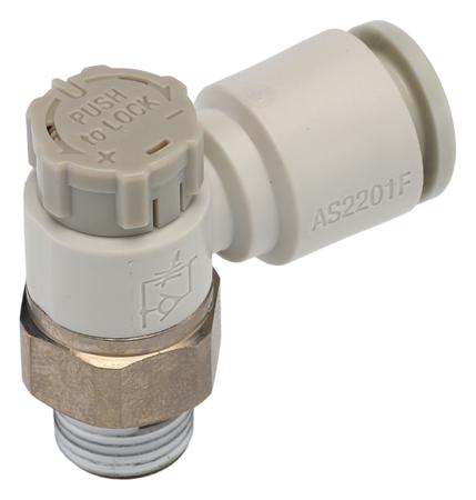 AS2201F-01-08SA SMC AS series Flow Controller, R 1/8 Male Inlet Port x 8mm Tube Outlet Port