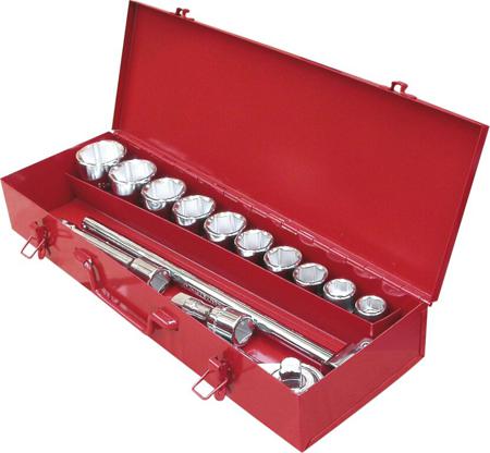 61861 Ega-Master 14-Piece Imperial, Metric 3/4 in Standard Socket Set with Ratchet