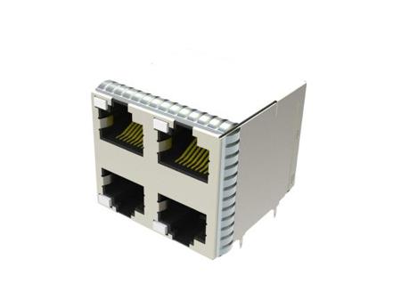 2303402-1 TE Connectivity 2303402 Series Male RJ45 Connector, Through Hole, Cat5e, Copper Alloy Case Shield Right Angle 2 x 2