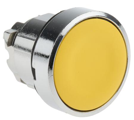 ZB4BA5 Schneider Electric Harmony XB4 Series Yellow Momentary Push Button Head, 22mm Cutout, IP66, IP67, IP69K