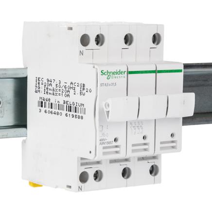 A9N15657 Schneider Electric Fuse Switch Disconnector, 3 Pole, 10A Max Current, 2A Fuse Current
