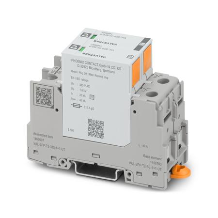 1466607 Phoenix Contact, VAL-SPP Surge Arrester 385 V dc Maximum Voltage Rating 40kA Maximum Surge Current Type 2 Arrester