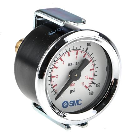 4K8-10P SMC  Analogue Positive Pressure Gauge Back Entry 10bar, Connection Size R 1/8