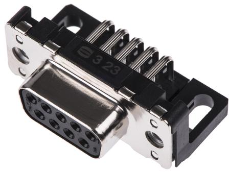 09661127601 HARTING 9 Way Right Angle Through Hole D-sub Connector Socket, 2.74mm Pitch, with M3 Threaded Inserts
