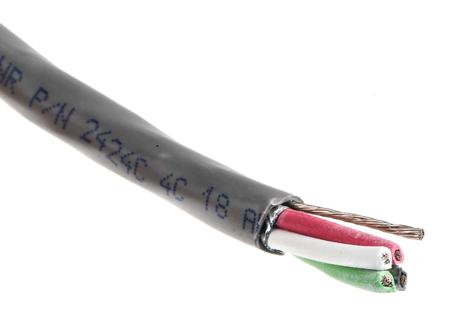 2424C SL005 Alpha Wire Alpha Essentials Communication & Control Control Cable, 4 Cores, 0.81 mm² 18 AWG, Screened, 30 m, Grey