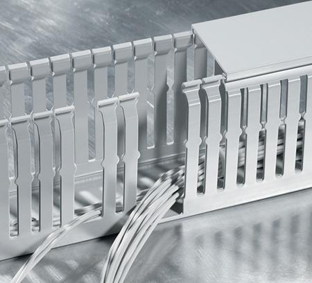 183-17575 HellermannTyton HTWD-HF Grey Wiring Duct, W75 mm x, L2m, Acrylonitrile Butadiene Styrene