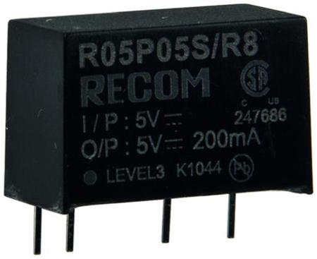 R12P12S-R8 Recom 1W Isolated DC-DC Converter Through Hole, Vin 10.8 → 13.2 V dc, Vout 12V dc, I/O isolation 8kV dc
