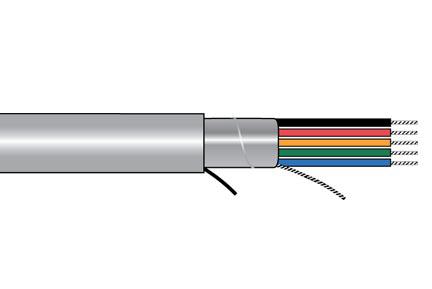 5194C SL005 Alpha Wire 5194 Multicore Cable, 4 Cores, 0.34 mm² 22 AWG, Screened, 100 ft, Grey Polyvinyl Chloride Sheath