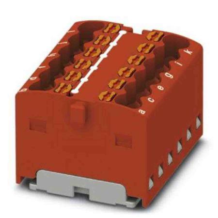 3002878 Phoenix Contact Distribution Block, 12 Way, 2.5mm², 17.5A, 450 V, Red