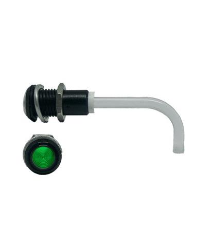 RHD-0700-3500-F9PZG67PR  Bivar, Panel Mount Right Angle LED Light Pipe, Green Round Lens