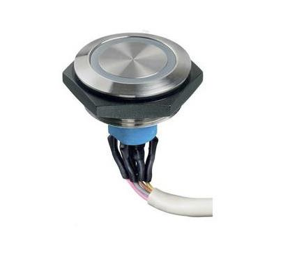 AV5V122000074BK SPST Momentary Push Button Light Switch, IP67, 30.2 (Dia.)mm, Panel Mount Green LED, 30V dc