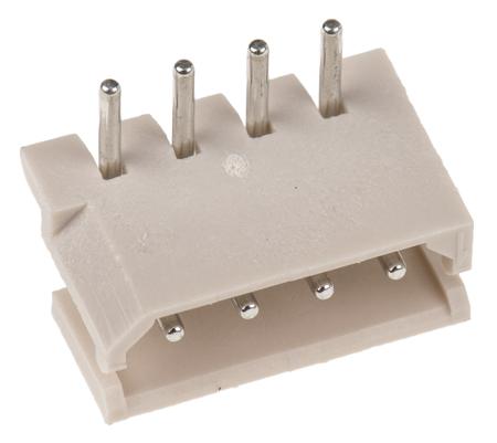 22-05-7045 Molex SPOX Series Right Angle Through Hole PCB Header, 4 Contact(s), 2.5 mm Pitch, 1 Row, Shrouded