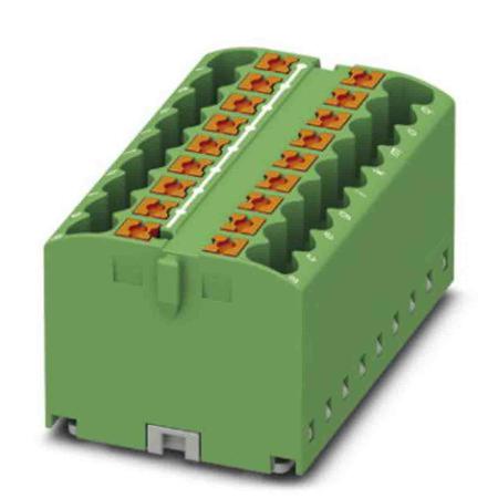 3273446 Phoenix Contact Distribution Block, 18 Way, 0.14 → 4mm², 24A, 450 V, Green