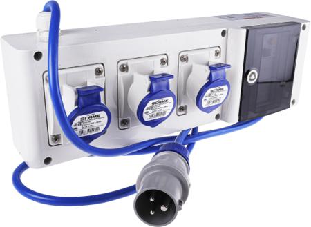 632.1633-R25 Scame, Block 3 IP44 Red Wall Mount 2P + E RCD Industrial Power Connector Socket, Rated At 16A, 230 V