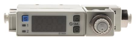 PFM710S-C4-B SMC Compact Mount Flow Controller, 0.2 → 10 L/min, PNP Output, 24 V dc, 4 mm Pipe
