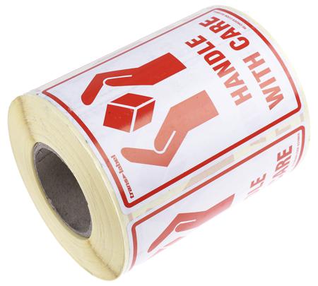 912-9333 RS PRO Paper Safety Labels, Handle with Care-Text 79 mm x 108mm