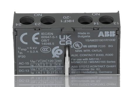 1SAM201901R1002-HKF1-20 ABB Terminal Block for use with MO132, MO165, MS116, MS132, MS165 - 26.5mm Length, 3 A, 250 V