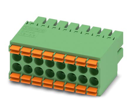 1790166 Phoenix Contact, 3.5mm Pitch, DFMC 1.5/ 8-ST-3.5, 16 Way, Pluggable Terminal Block, Plug, Cable Mount, Spring Cage