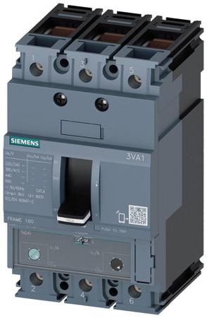 3VA1116-5EF36-0DD0 Siemens, SENTRON MCCB Molded Case Circuit Breaker 3P 160A, Breaking Capacity 55 kA, DIN Rail Mount