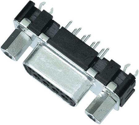 09662516512 HARTING 15 Way Through Hole D-sub Connector Socket, 2.74mm Pitch, with 4-40 UNC Threaded Inserts, Boardlocks