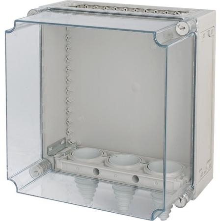 095877-KST44-250 Eaton Eaton xEnergy Series Light Grey Plastic General Purpose Enclosure, IP65, IK10, Transparent Lid, 275 x 375 x 275mm