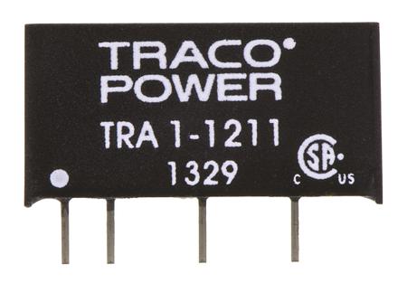 TRA-1-1211 TRACOPOWER Through Hole 1W Isolated DC-DC Converter, Vin 10.8 → 13.2 V dc, I/O isolation 1000V dc, Vout 5V dc