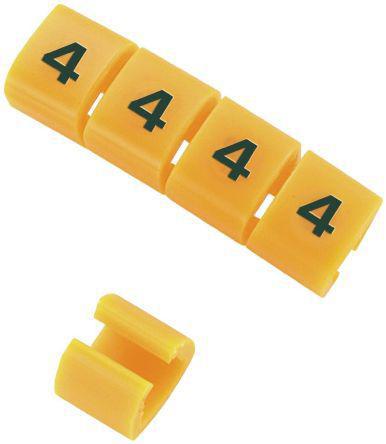 812-1350 RS Pro Snap On Cable Marker W Black on Orange 3 → 3.4mm Dia. Range, 100 markers