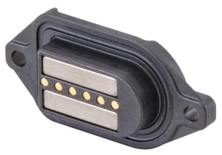 M9K701-400L Rosenberger, MultiMag 6, Straight Panel Mount6 way Magnetic Connector, Brass Contact Female, PCB Termination
