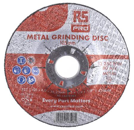 184-9235 RS PRO Aluminium Oxide Grinding Disc, 125mm x 6mm Thick, Fine Grade, P180 Grit, 5 in pack