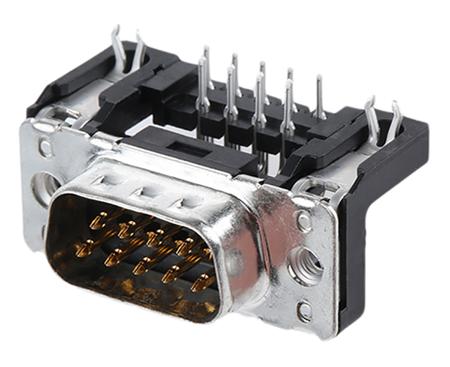 09651626812 HARTING 9 Way Right Angle Through Hole D-sub Connector Plug, 2.74mm Pitch, with 4-40 UNC Threaded Inserts, Boardlocks