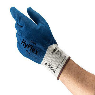 11919VP090 Ansell HyFlex 11-919 Blue Nylon Oil Resistant Gloves, Size 9, Nitrile Coating