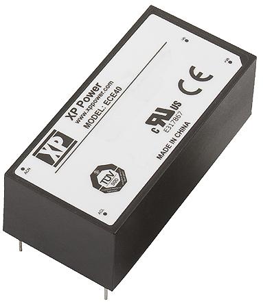 ECE40US48 XP Power Switching Power Supply, , 48V dc, 830mA, 40W, 1 Output, 120 → 370 V dc, 85 → 264 V ac