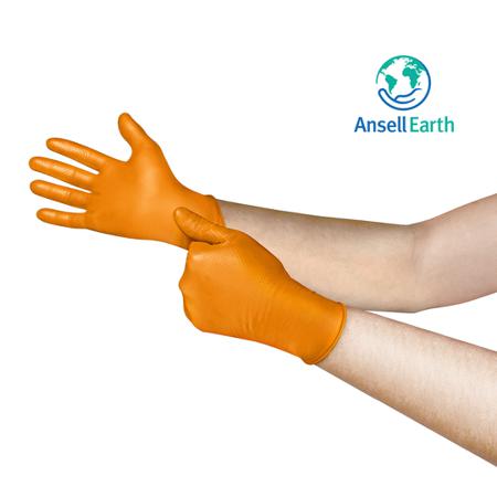 93256090 Ansell MicroFlex 93-256 Orange Nitrile Extra Grip Work Gloves, Size 8.5-9 L