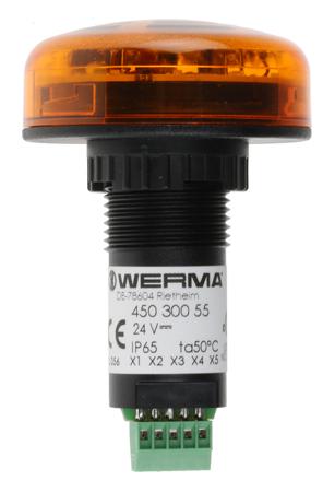 450-300-55 Werma 450 Buzzer Beacon 80dB, Yellow LED, 24 V dc