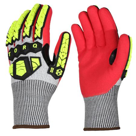 SKG00034HD Skytec Torq Komet Grey, Red 13 Gauge HPPE, Nylon, Steel Fibre Cut Resistant, Impact Protection Work Gloves, Size Small,