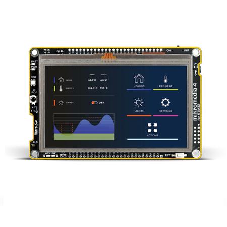 MIKROE-6151 MikroElektronika Mikromedia 4 for STM32 Resistive  ARM ARM Baseboard, Daughter Board